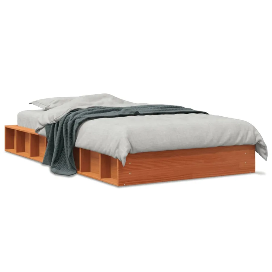 Cadre de lit sans matelas cire marron 100x200cm bois pin massif - 2