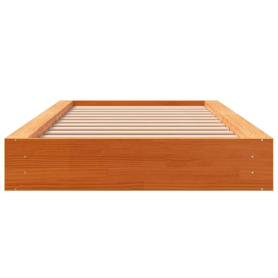 Cadre de lit sans matelas cire marron 100x200cm bois pin massif - 4