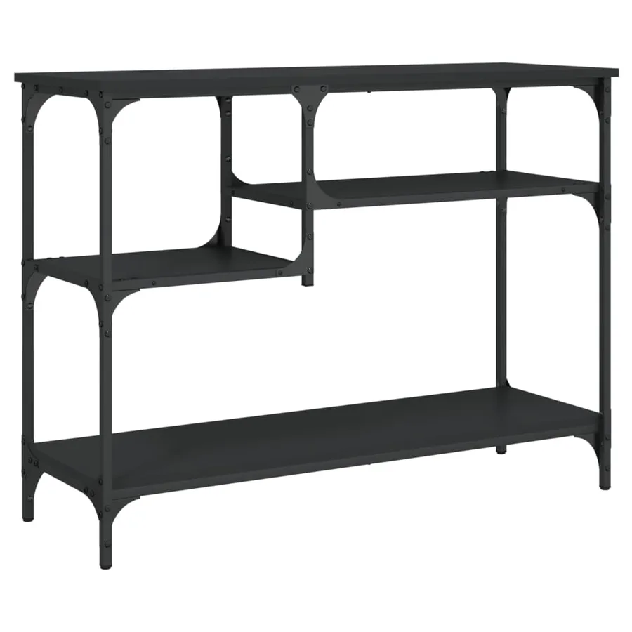 Table console avec étagères noir 100x35x75 cm - 2