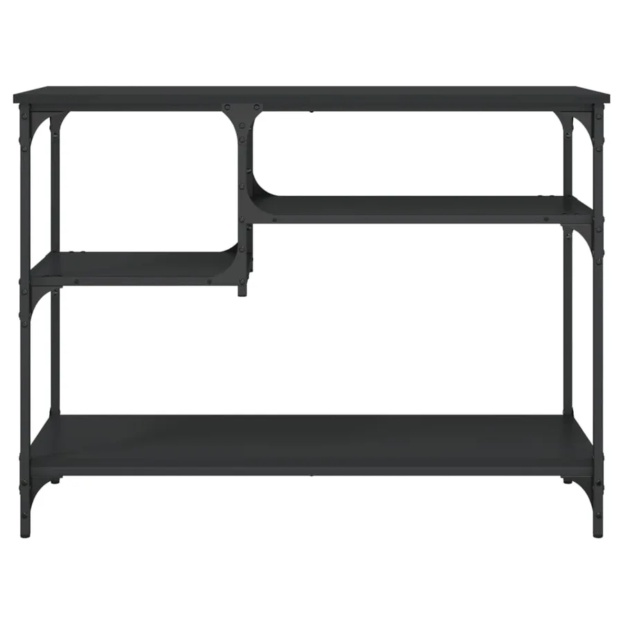 Table console avec étagères noir 100x35x75 cm - 4