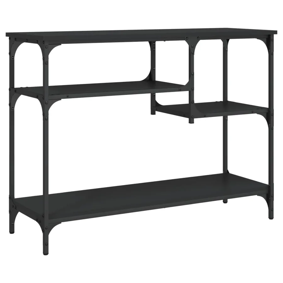 Table console avec étagères noir 100x35x75 cm - 6
