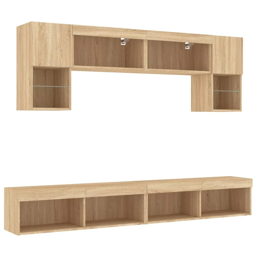 Unités murales TV avec LED 6 pcs chêne sonoma bois d'ingénierie - 3