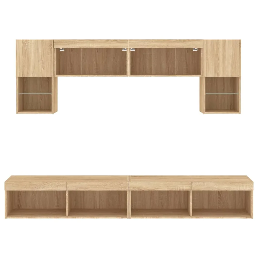 Unités murales TV avec LED 6 pcs chêne sonoma bois d'ingénierie - 7