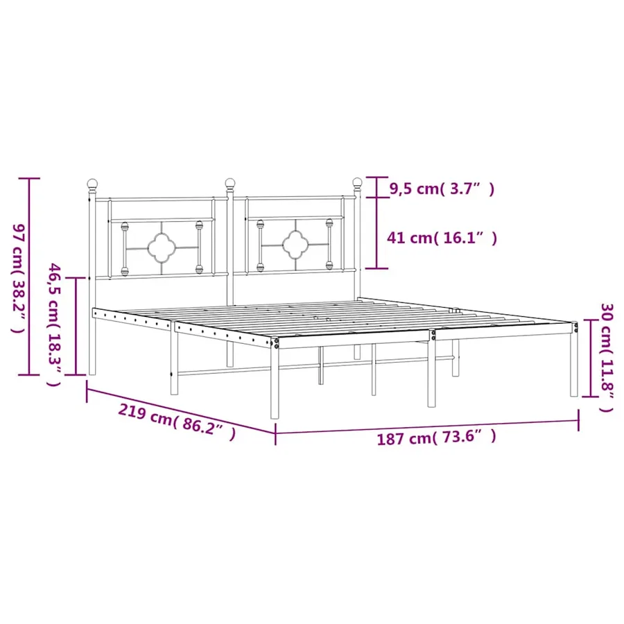 Cadre de lit métal sans matelas avec tête de lit noir 183x213cm - 11