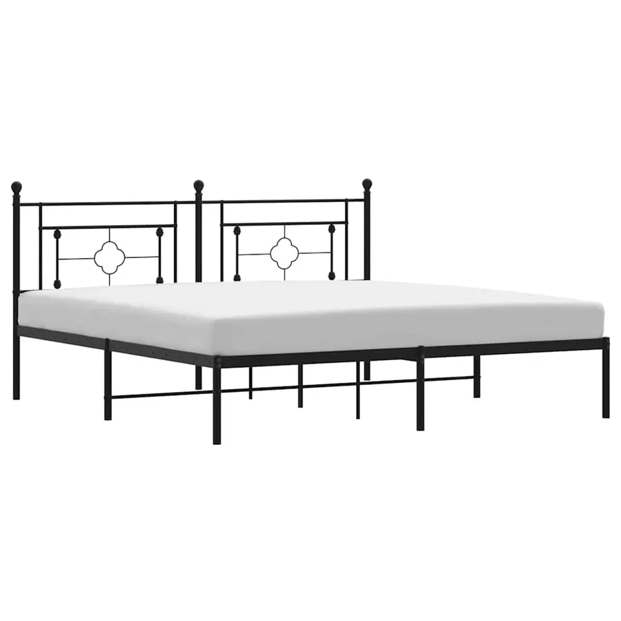 Cadre de lit métal sans matelas avec tête de lit noir 183x213cm - 2