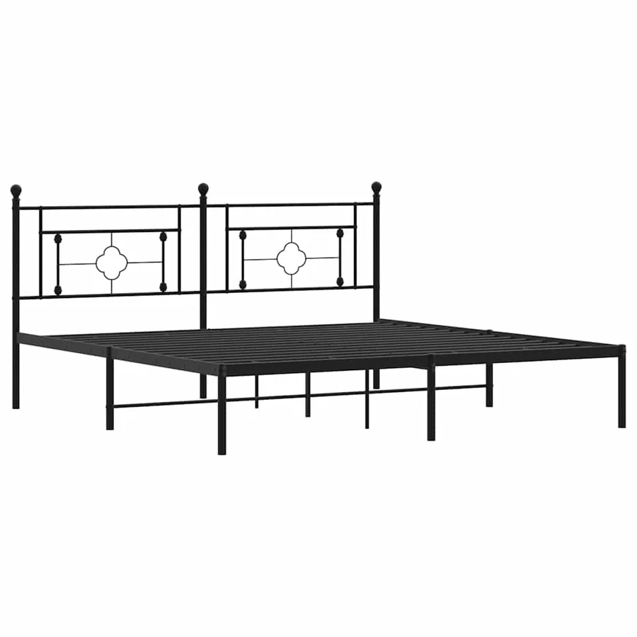 Cadre de lit métal sans matelas avec tête de lit noir 183x213cm - 3
