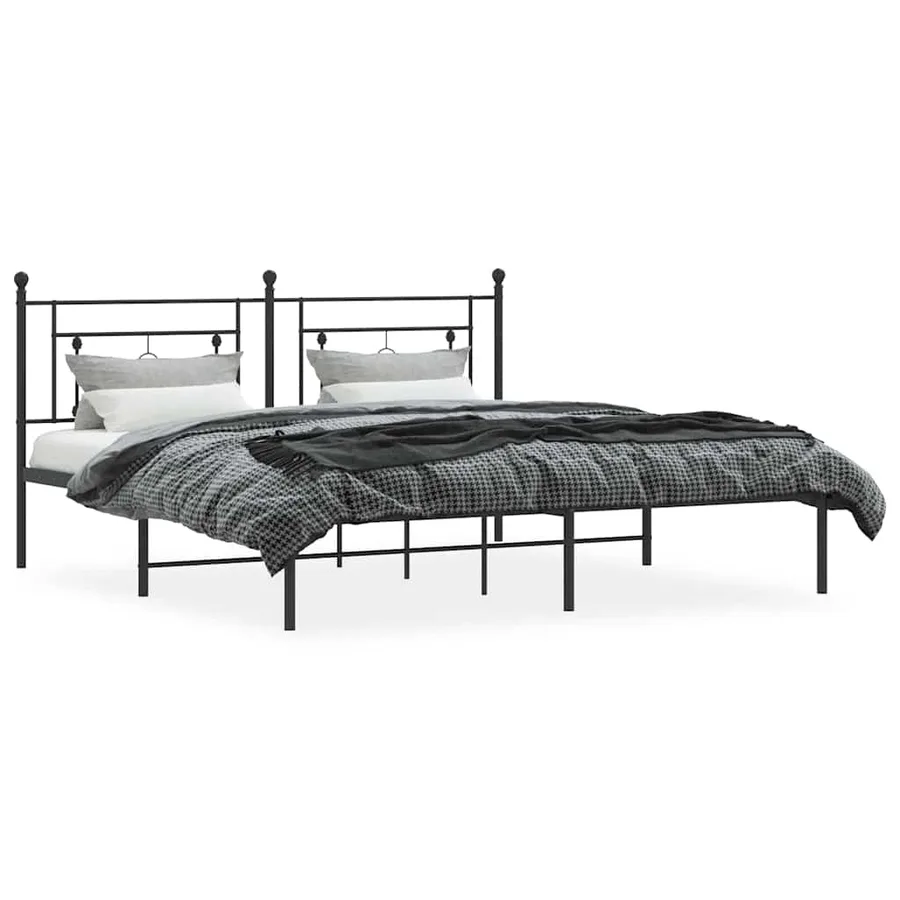 Cadre de lit métal sans matelas avec tête de lit noir 183x213cm - 4