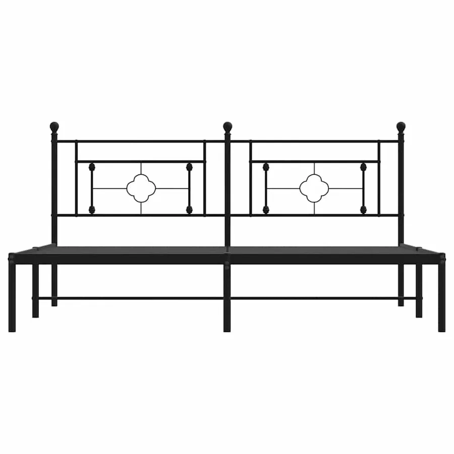 Cadre de lit métal sans matelas avec tête de lit noir 183x213cm - 5