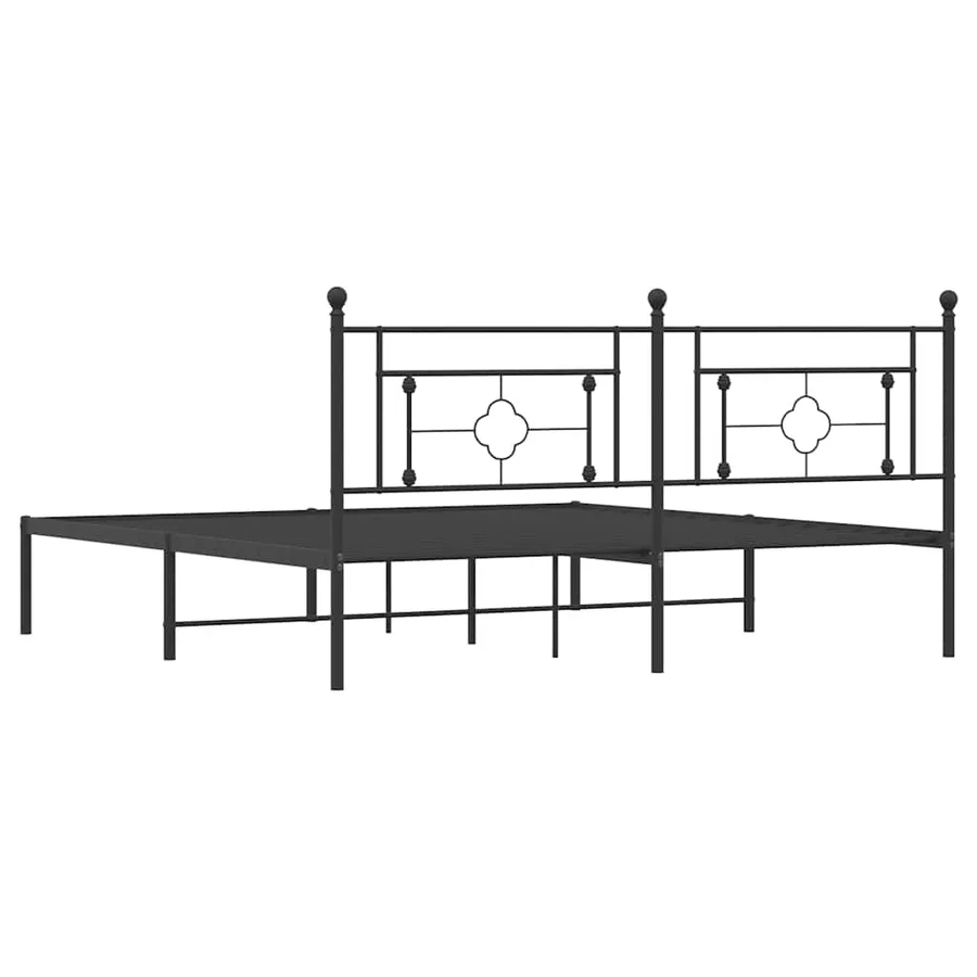 Cadre de lit métal sans matelas avec tête de lit noir 183x213cm - 7