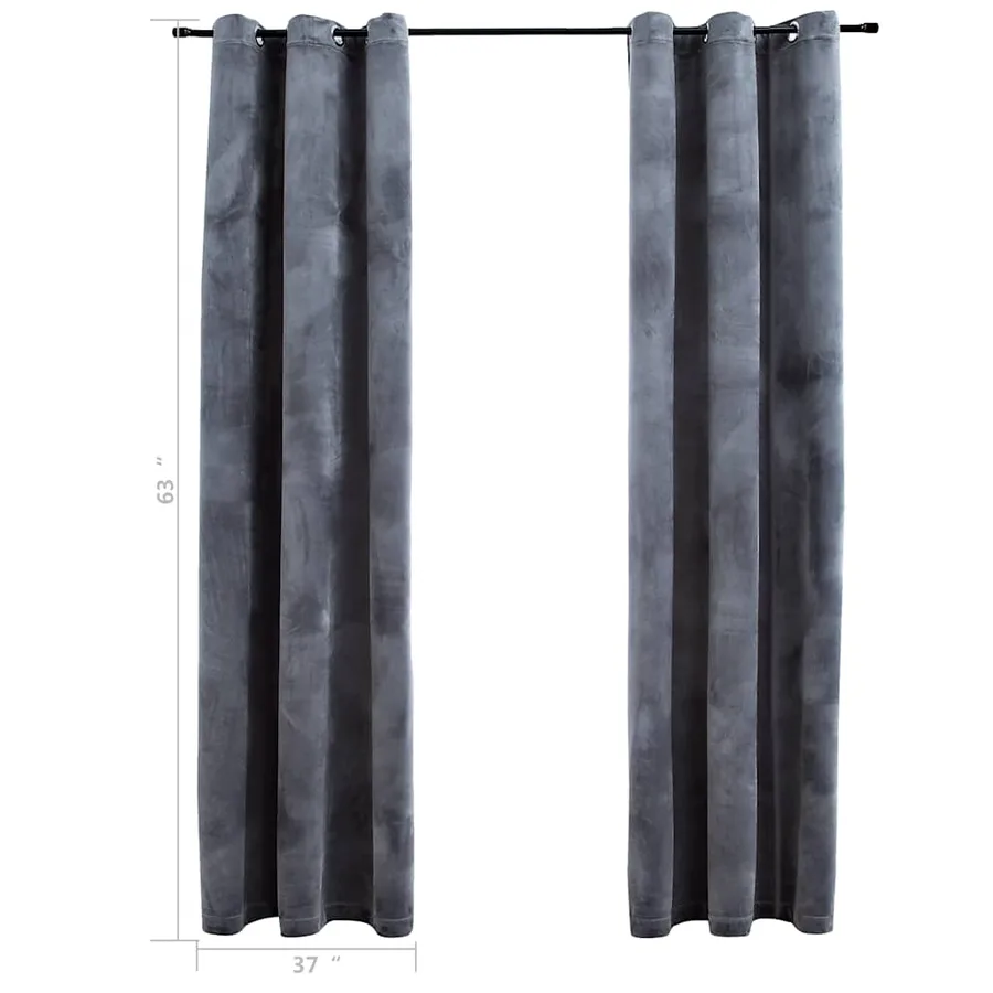 Rideaux occultants et anneaux 2 pcs anthracite 94x160cm velours - 5