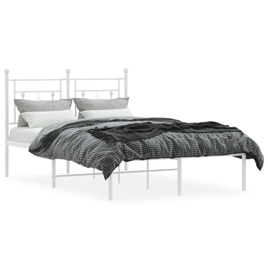 Cadre de lit métal sans matelas et tête de lit blanc 120x200 cm - 3