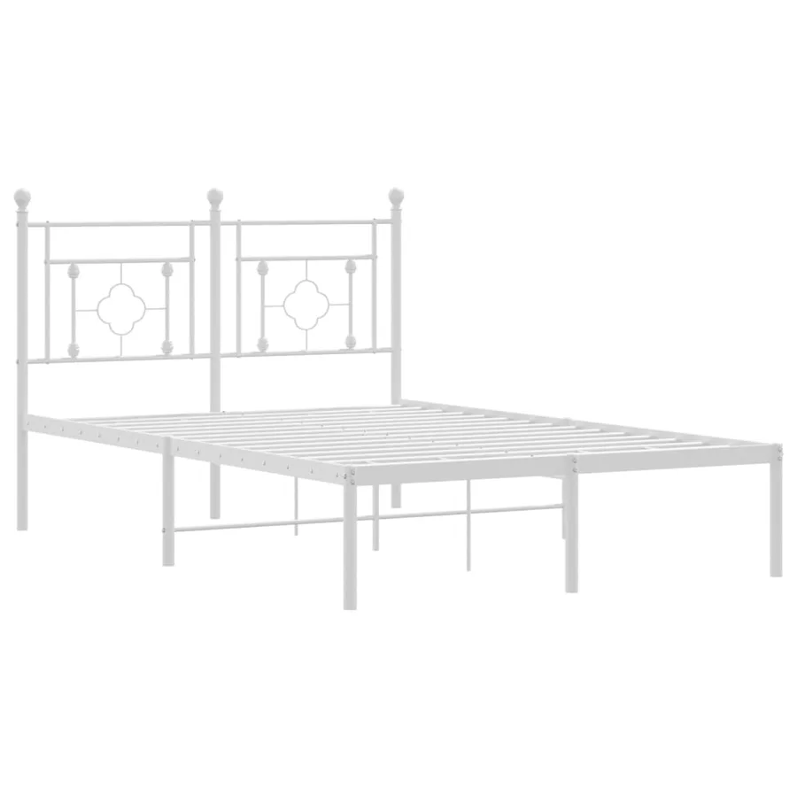Cadre de lit métal sans matelas et tête de lit blanc 120x200 cm - 4