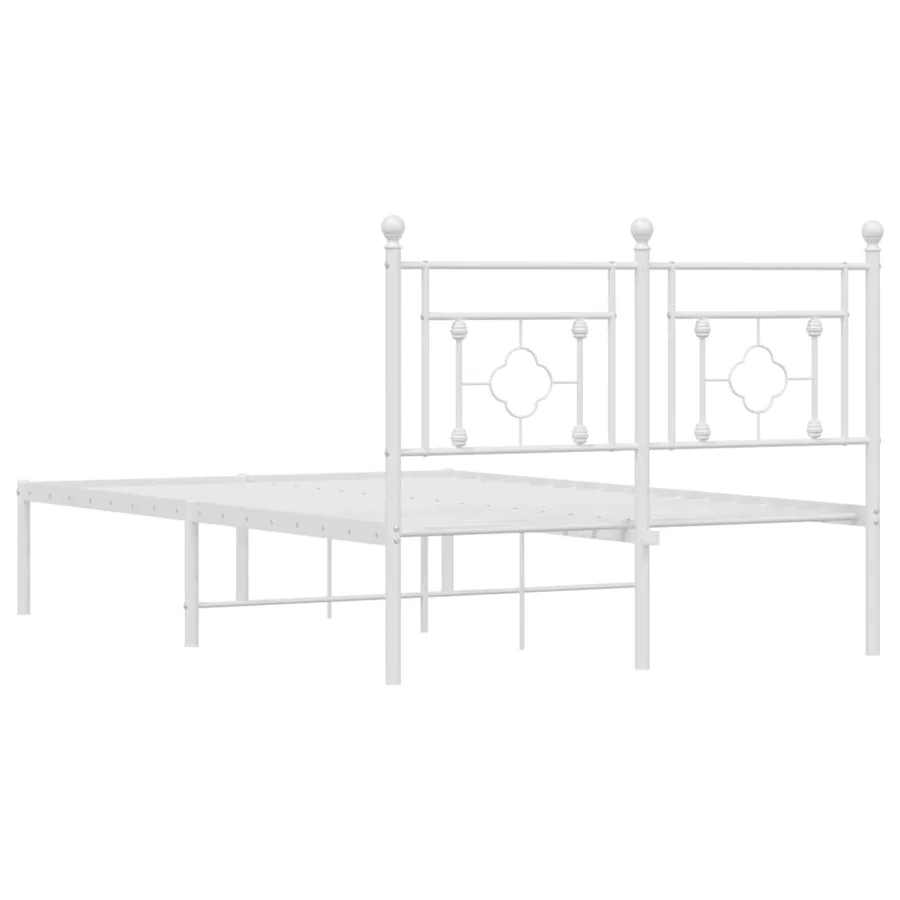 Cadre de lit métal sans matelas et tête de lit blanc 120x200 cm - 7