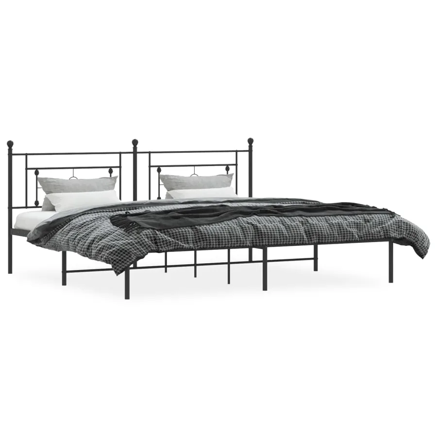 Cadre de lit métal sans matelas avec tête de lit noir 200x200cm - 3
