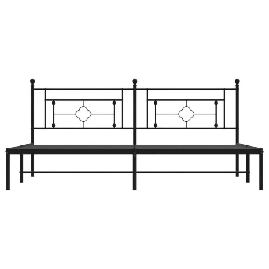 Cadre de lit métal sans matelas avec tête de lit noir 200x200cm - 5