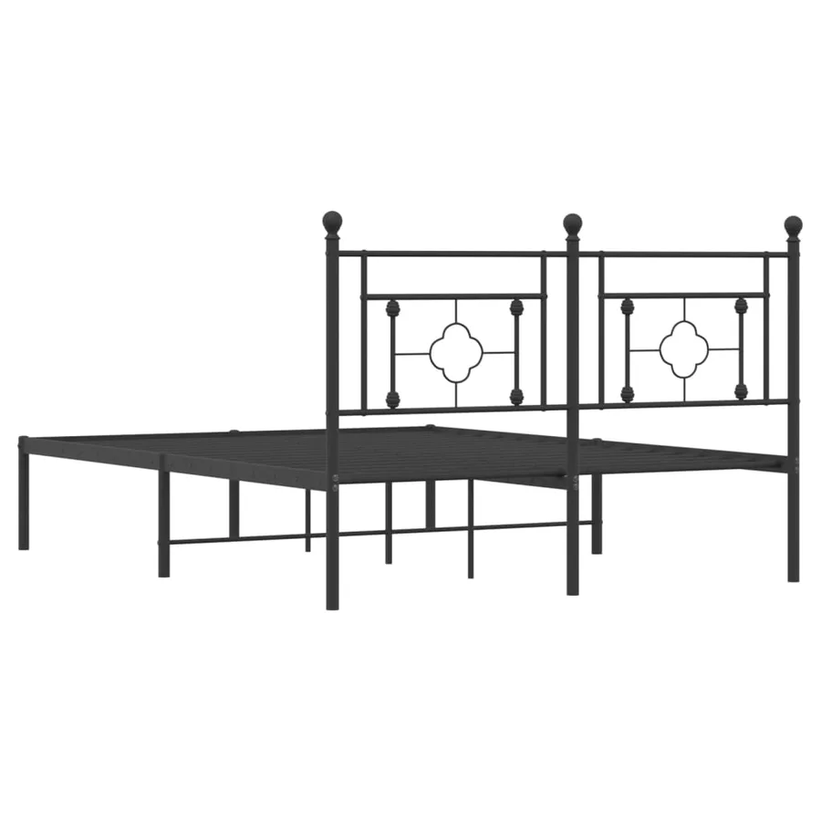Cadre de lit métal sans matelas avec tête de lit noir 135x190cm - 7