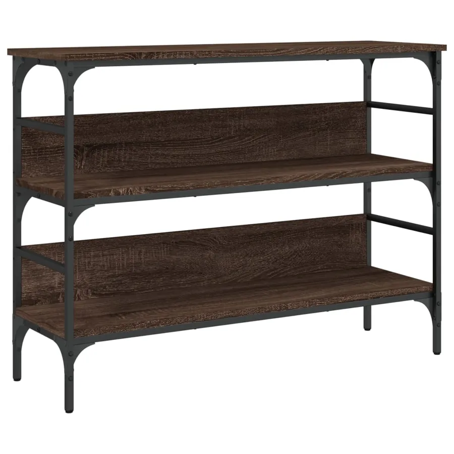 Table console chêne marron 100x32x75 cm bois d'ingénierie - 2
