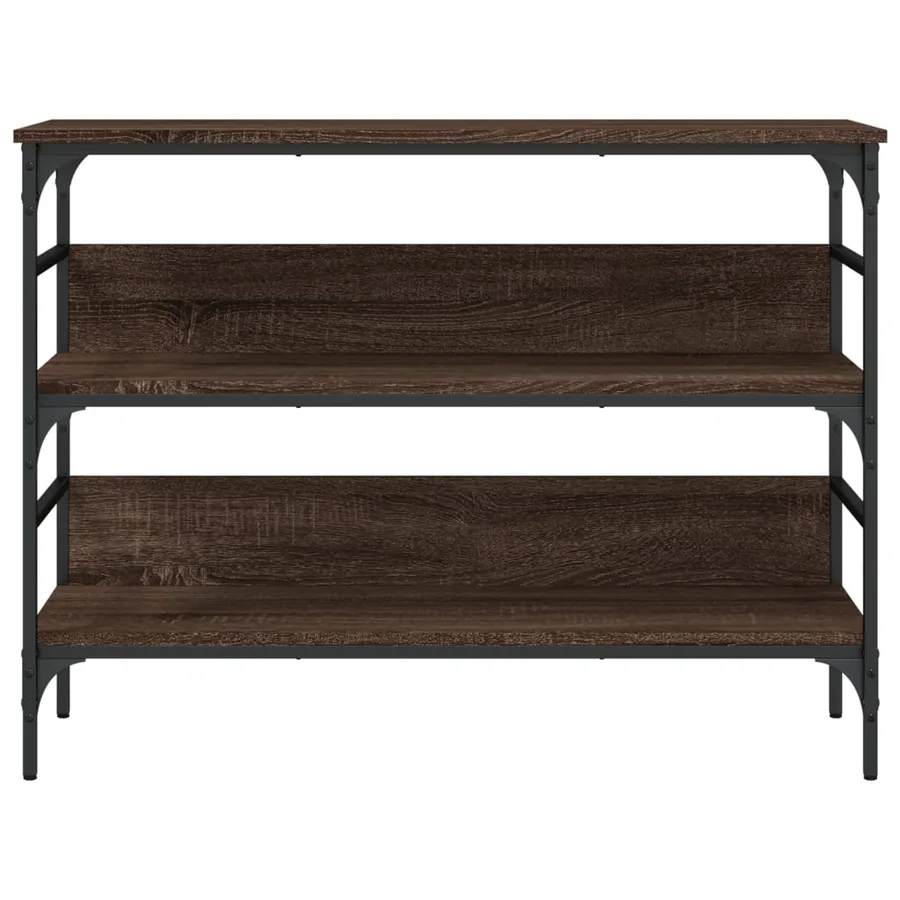 Table console chêne marron 100x32x75 cm bois d'ingénierie - 4