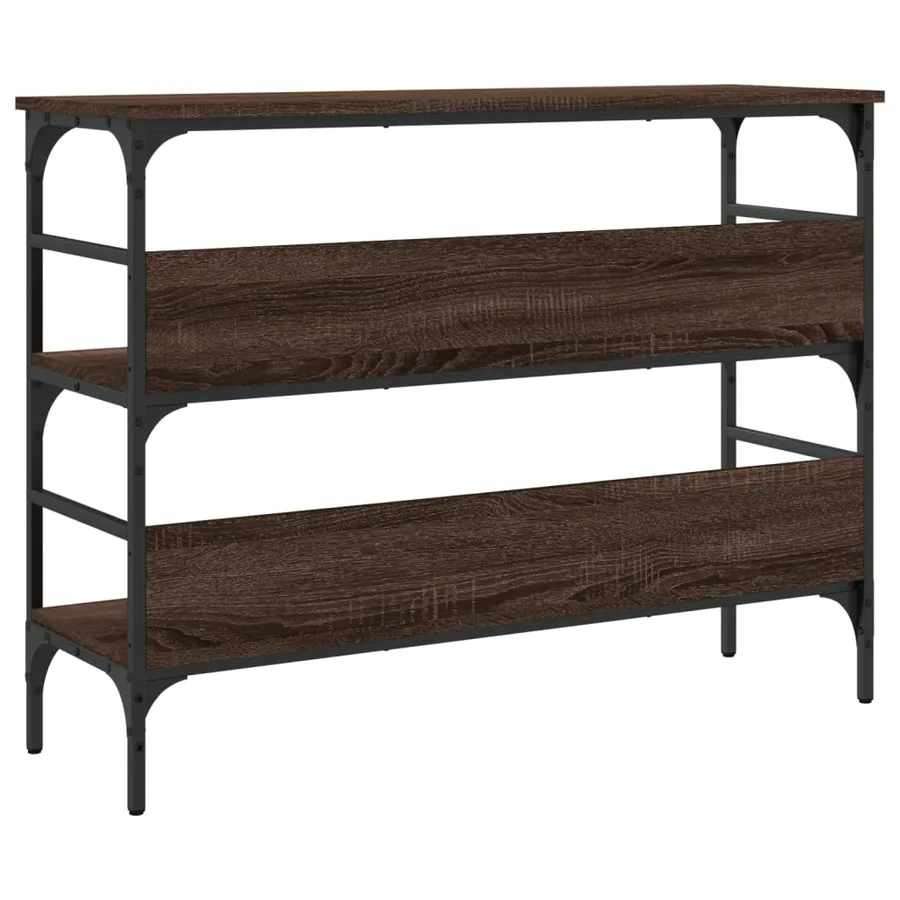 Table console chêne marron 100x32x75 cm bois d'ingénierie - 5