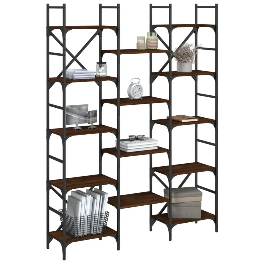 Bibliothèque chêne marron 127,5x28,5x172,5 cm bois d'ingénierie - 4