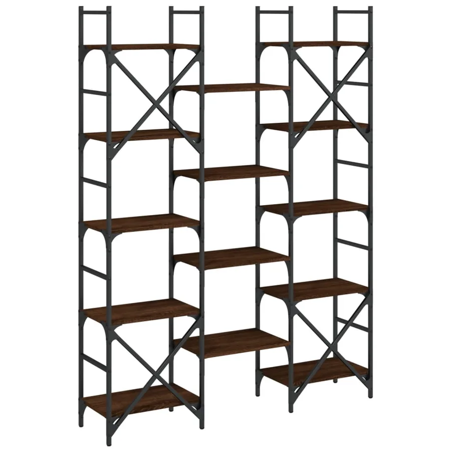 Bibliothèque chêne marron 127,5x28,5x172,5 cm bois d'ingénierie - 7