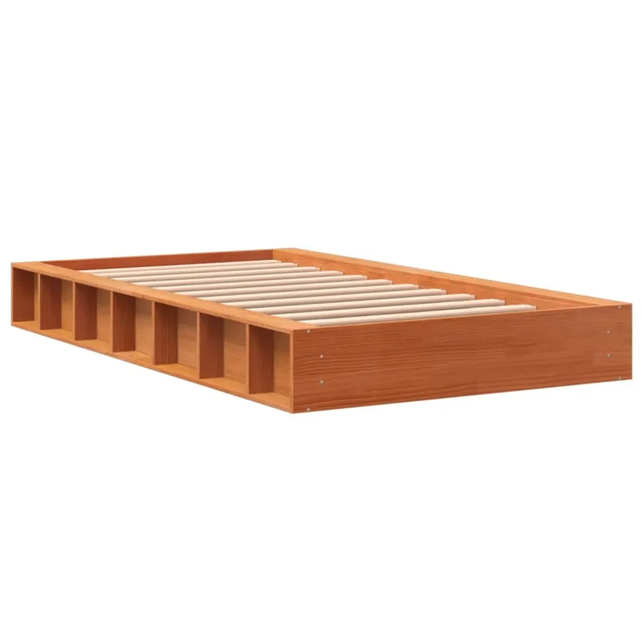 Cadre de lit sans matelas cire marron 75x190 cm bois pin massif - 3