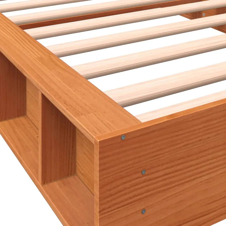 Cadre de lit sans matelas cire marron 75x190 cm bois pin massif - 7