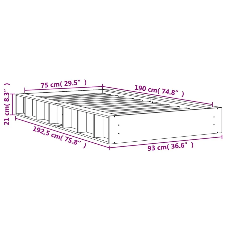 Cadre de lit sans matelas cire marron 75x190 cm bois pin massif - 9