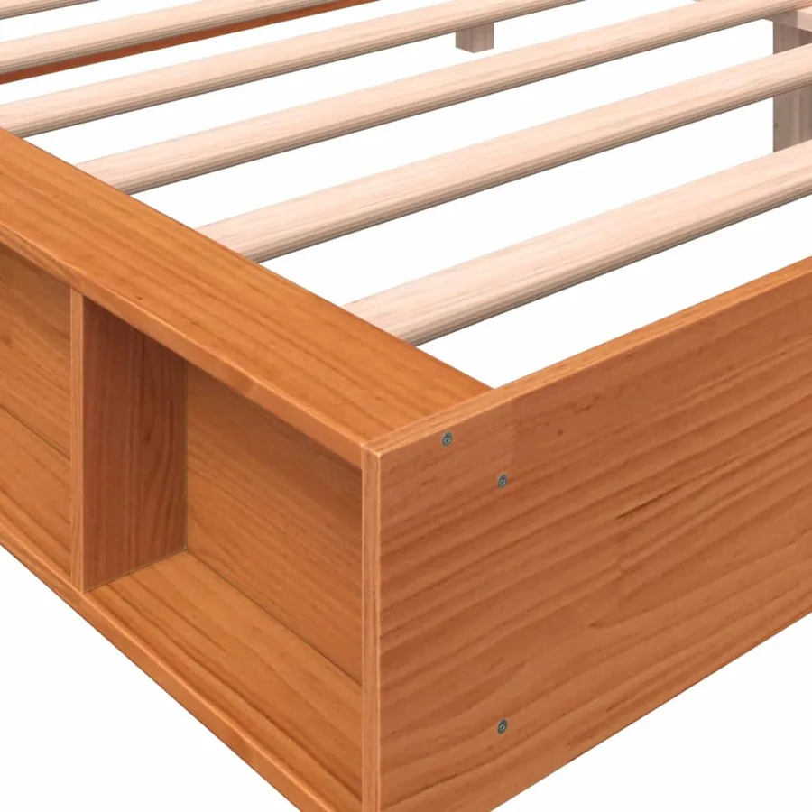 Cadre de lit sans matelas cire marron 200x200cm bois pin massif - 7