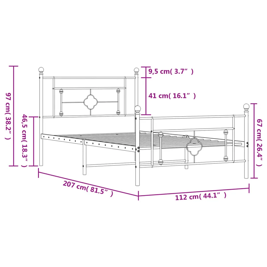 Cadre de lit métal sans matelas et pied de lit blanc 107x203 cm - 11