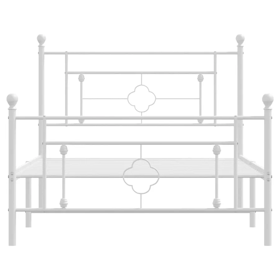 Cadre de lit métal sans matelas et pied de lit blanc 107x203 cm - 5