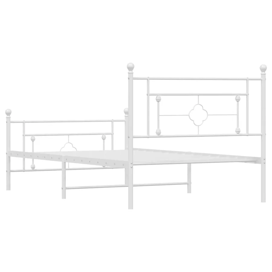 Cadre de lit métal sans matelas et pied de lit blanc 107x203 cm - 7