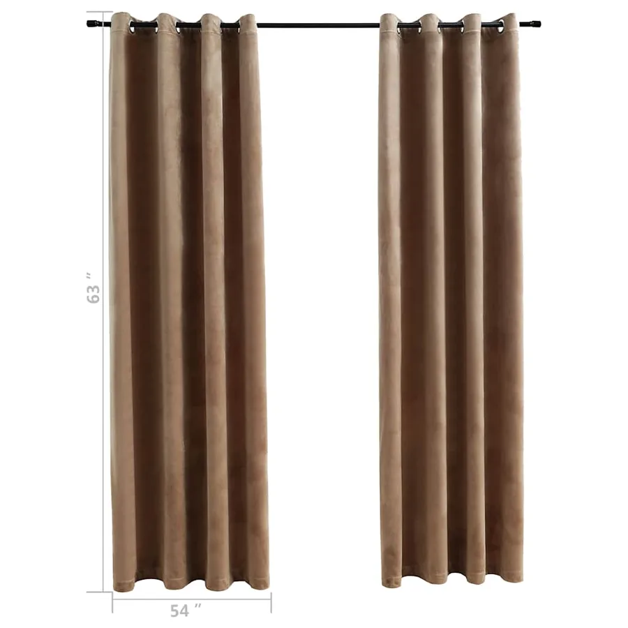Rideaux occultants et anneaux 2 pcs beige 137x160 cm velours - 6