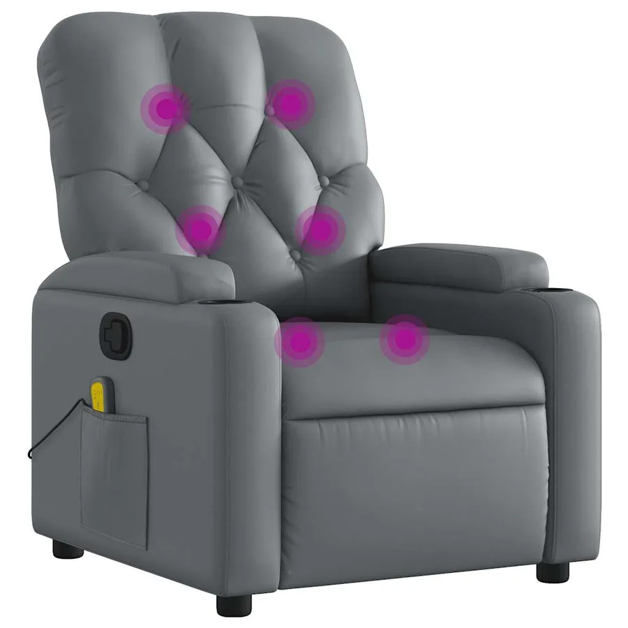Fauteuil de massage inclinable Gris Similicuir - 2