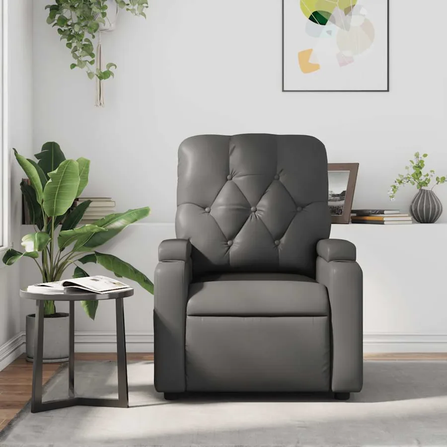 Fauteuil de massage inclinable Gris Similicuir - 3