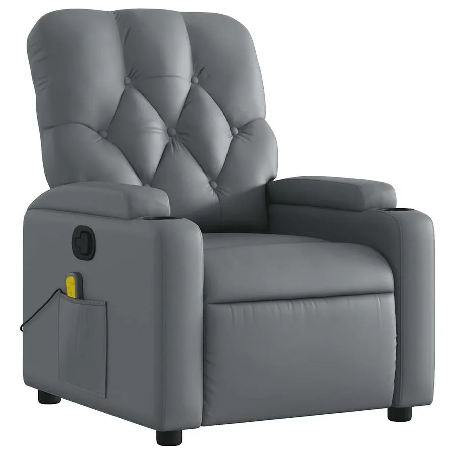 Fauteuil de massage inclinable Gris Similicuir - 4