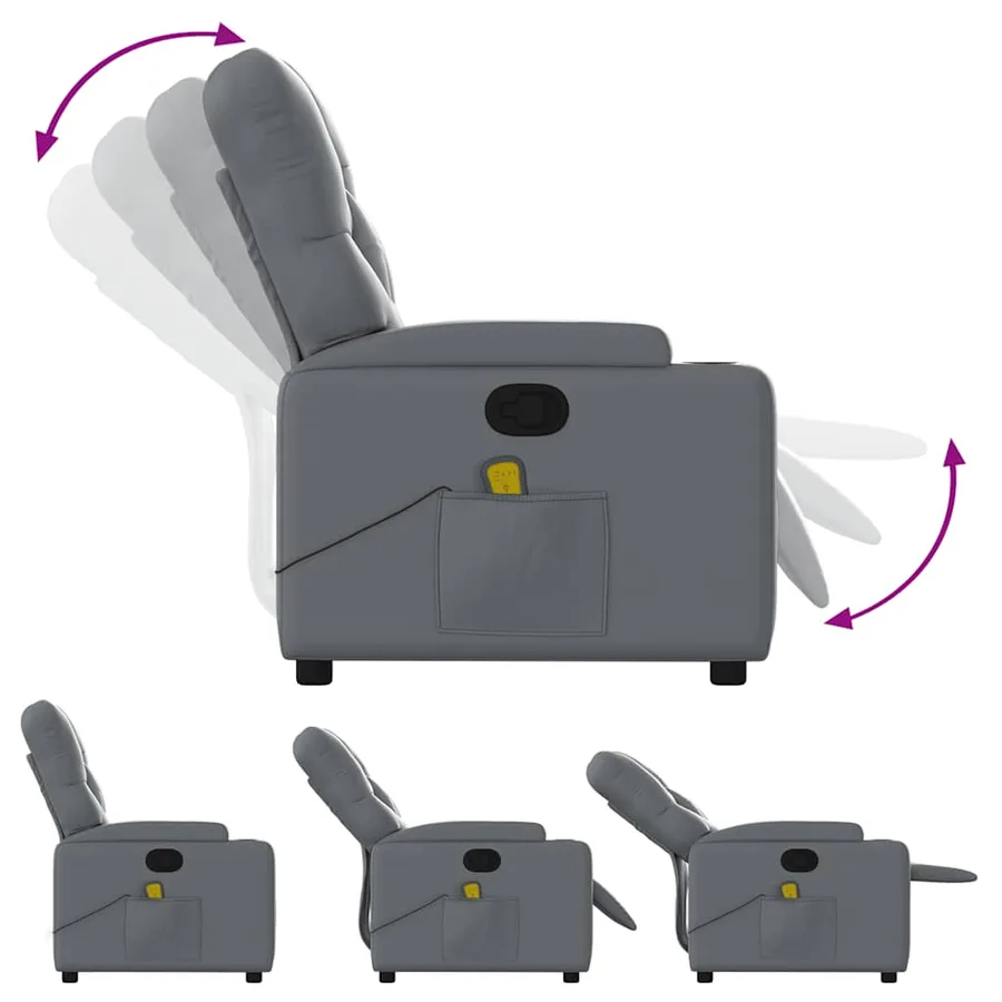 Fauteuil de massage inclinable Gris Similicuir - 6