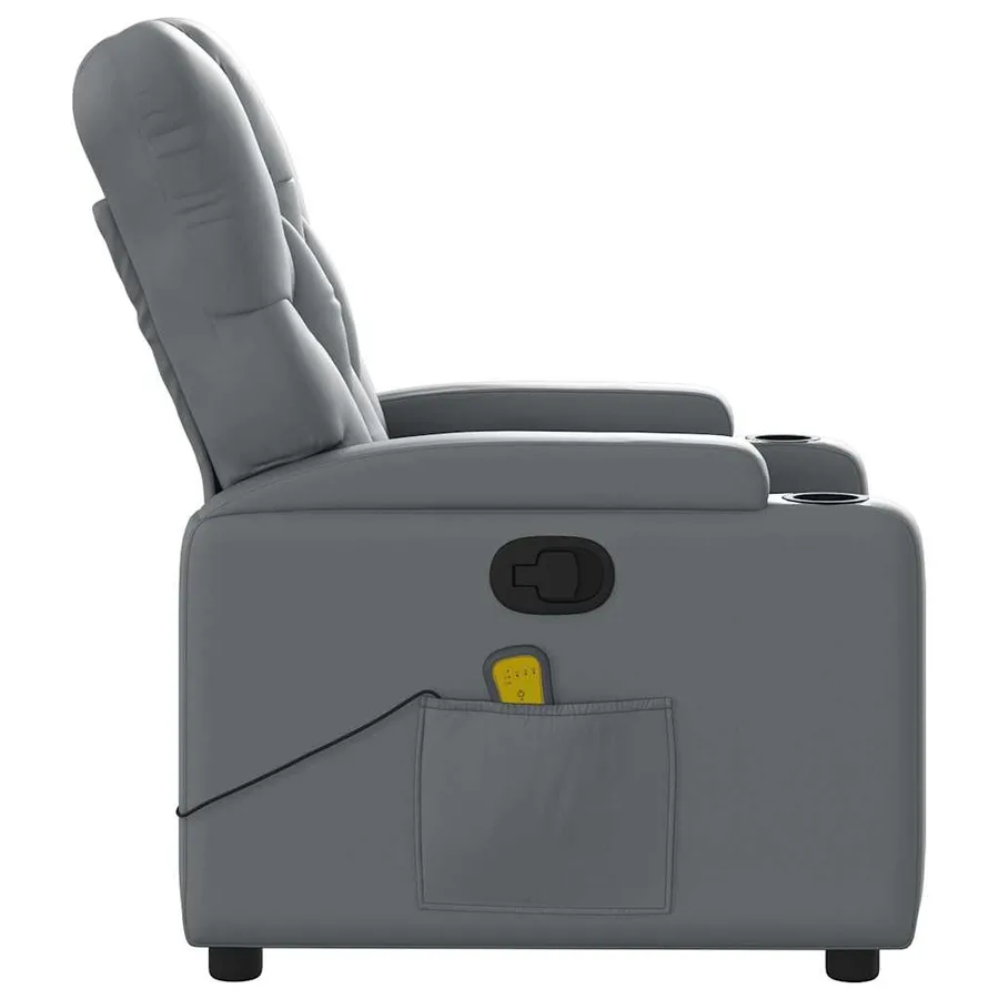 Fauteuil de massage inclinable Gris Similicuir - 9