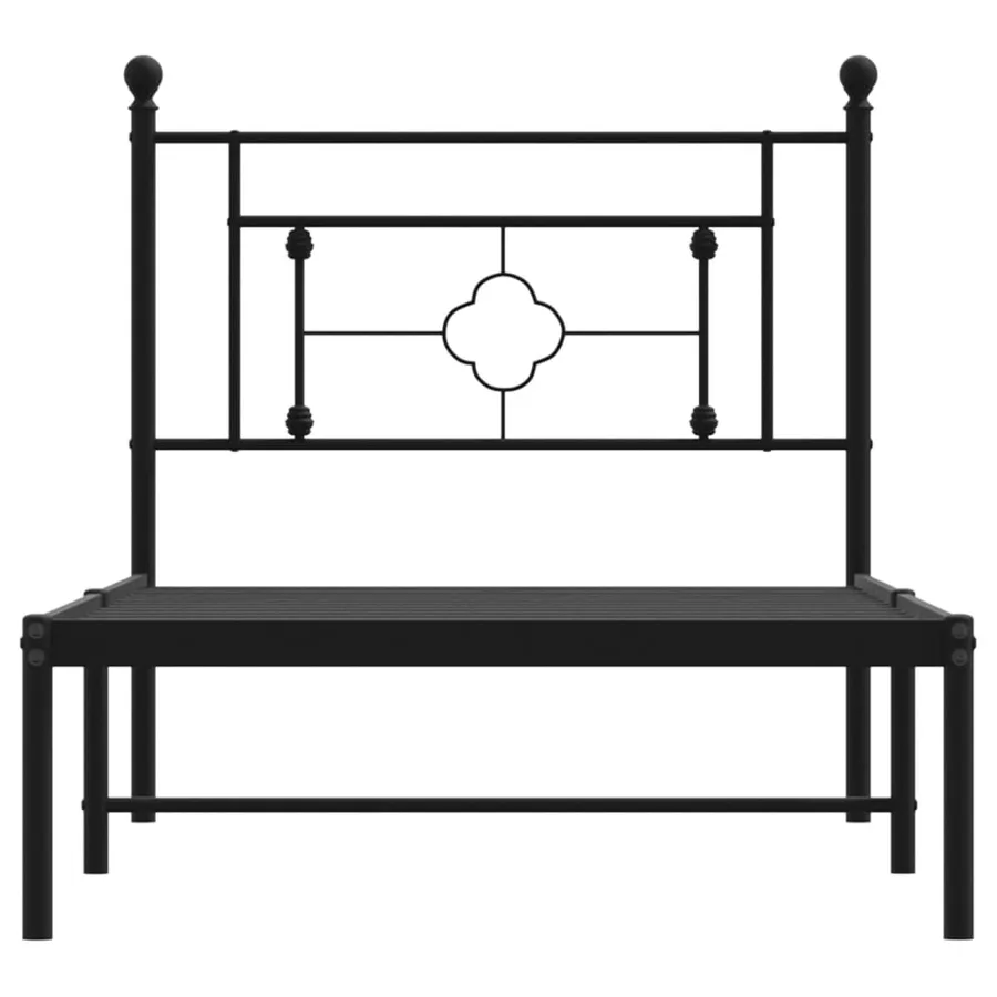 Cadre de lit métal sans matelas avec tête de lit noir 90x190 cm - 5