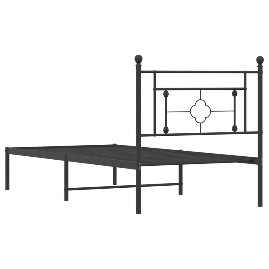 Cadre de lit métal sans matelas avec tête de lit noir 90x190 cm - 7