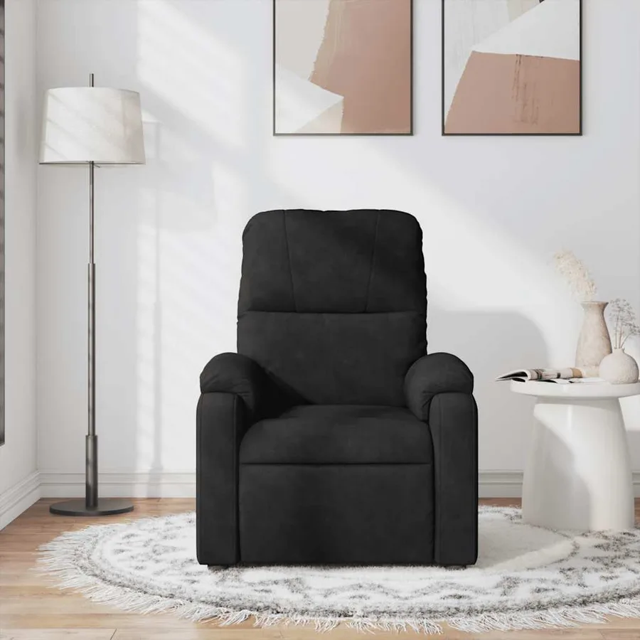 Fauteuil inclinable de massage noir tissu microfibre - 3