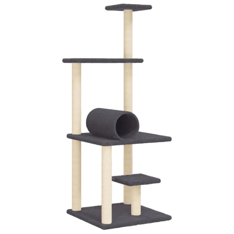 Arbre à chat avec griffoirs en sisal gris foncé 136 cm - 2