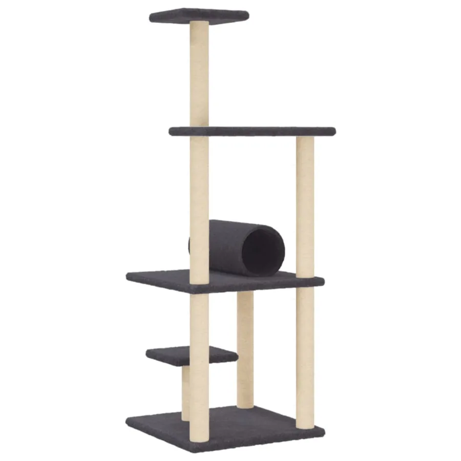 Arbre à chat avec griffoirs en sisal gris foncé 136 cm - 6