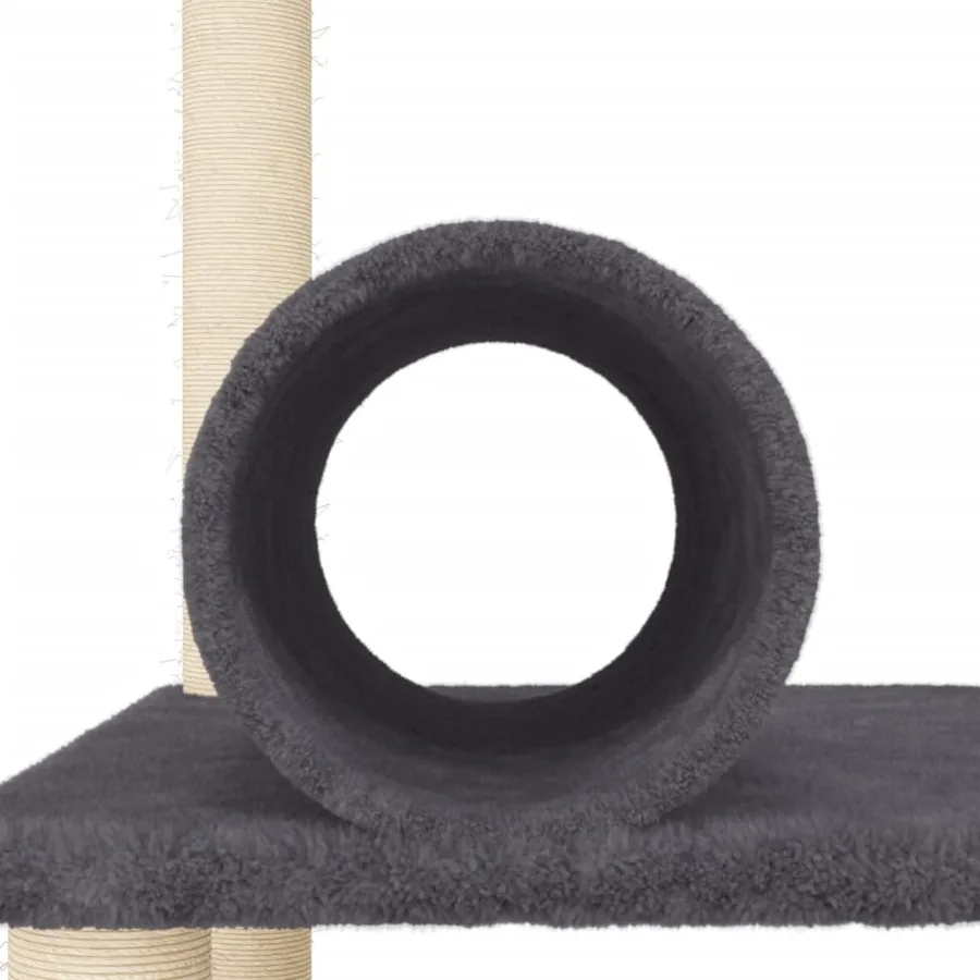 Arbre à chat avec griffoirs en sisal gris foncé 136 cm - 7