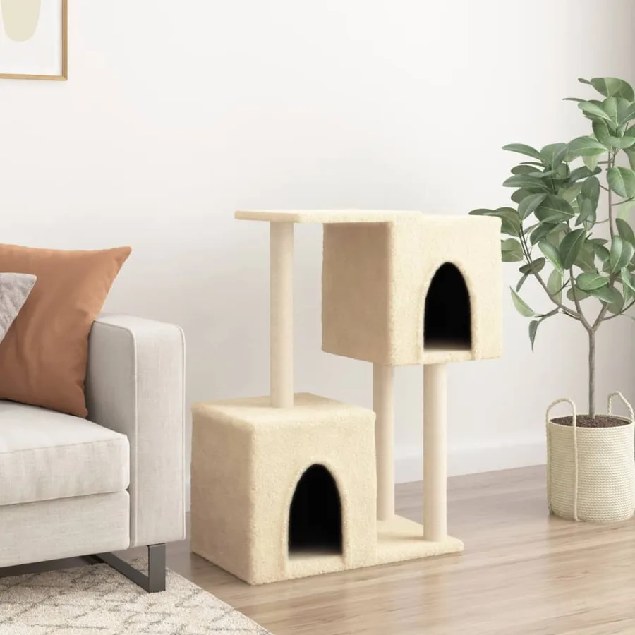 Arbre à chat avec griffoirs en sisal Crème 86 cm - 3