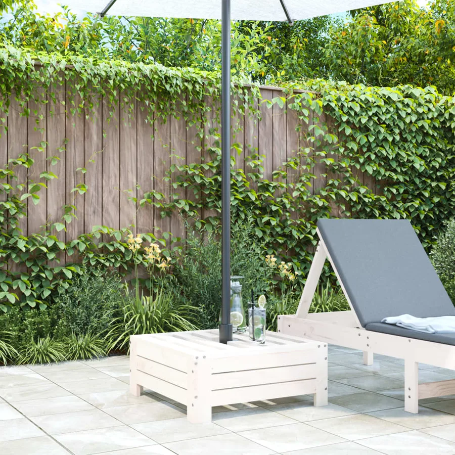 Couvercle de base de parasol blanc bois massif de pin - 3