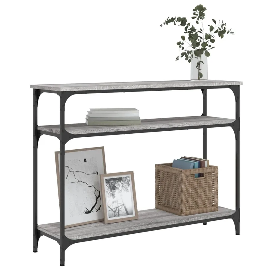 Table console sonoma gris 100x29x75 cm bois d'ingénierie - 3