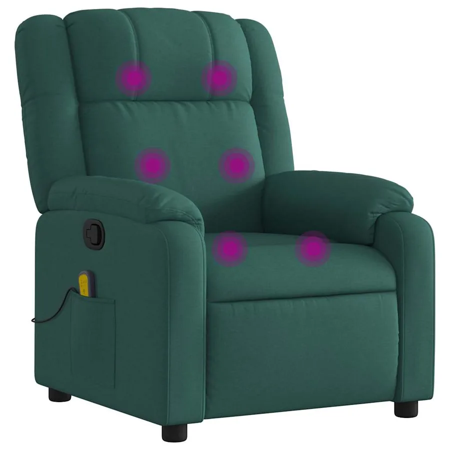 Fauteuil inclinable de massage vert foncé tissu - 2