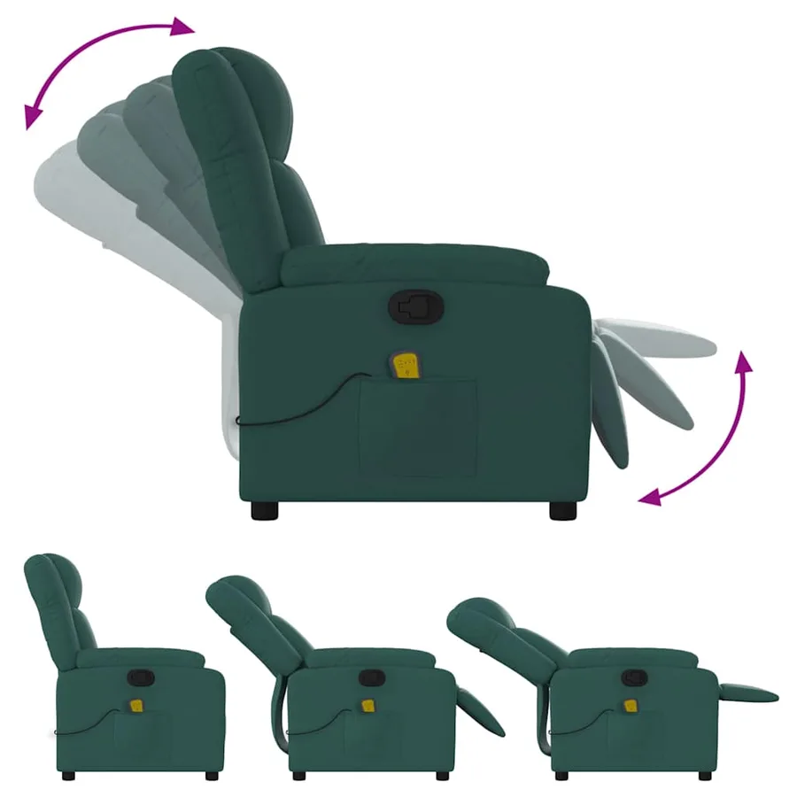 Fauteuil inclinable de massage vert foncé tissu - 5