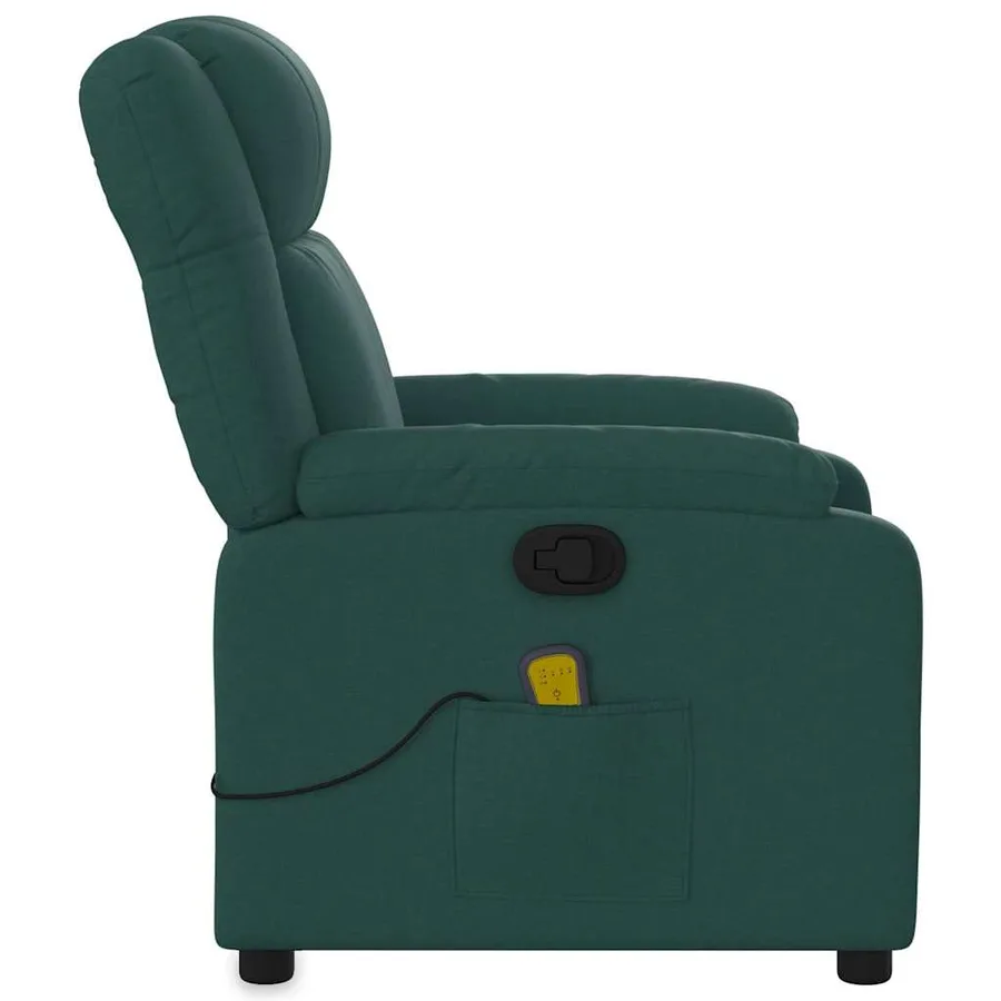 Fauteuil inclinable de massage vert foncé tissu - 8